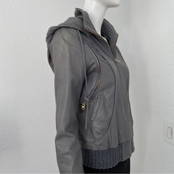 mike & chris leather hoodie jacket - Picture 2 of 10